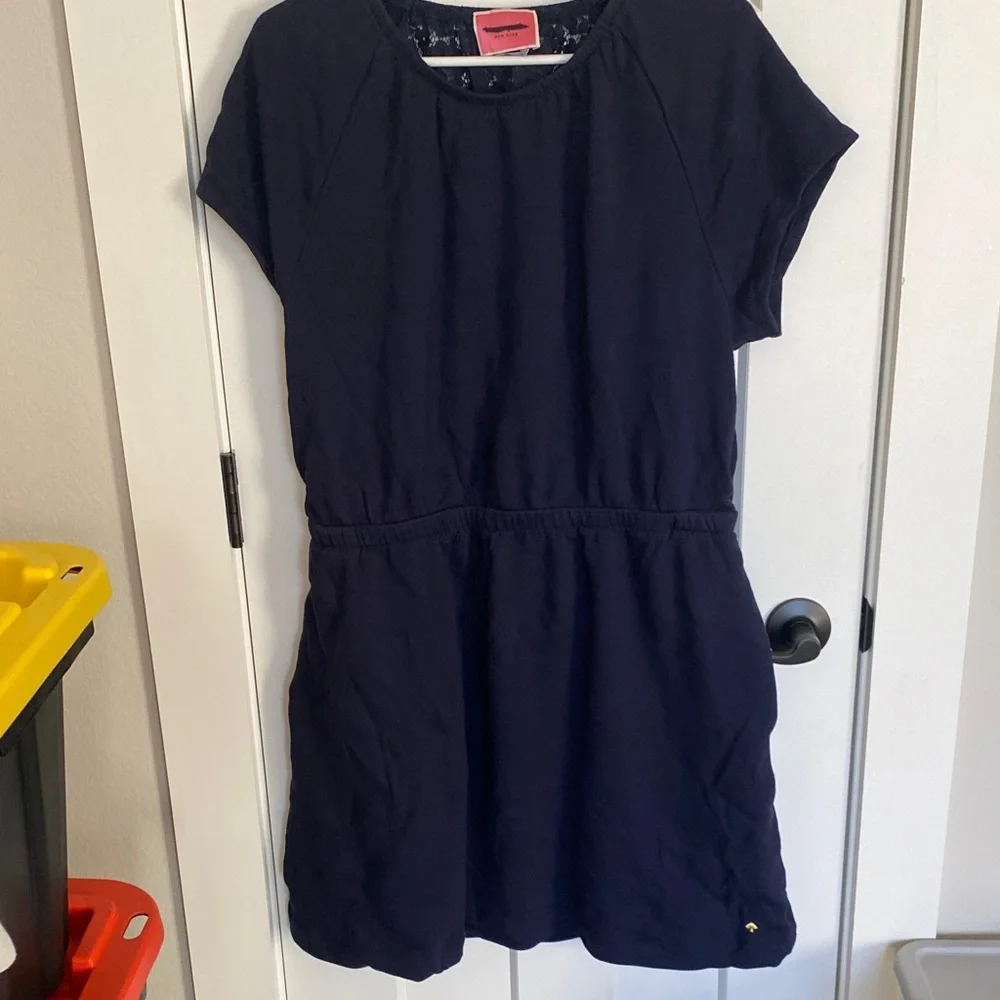 Kate Spade Dark Blue Short Sleeve Dress with lace and open back size XL